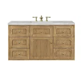 Laurent 48" Single Vanity, Light Natural Oak w/ 3 CM Victorian Silver Top w/FreePower Wireless Charger