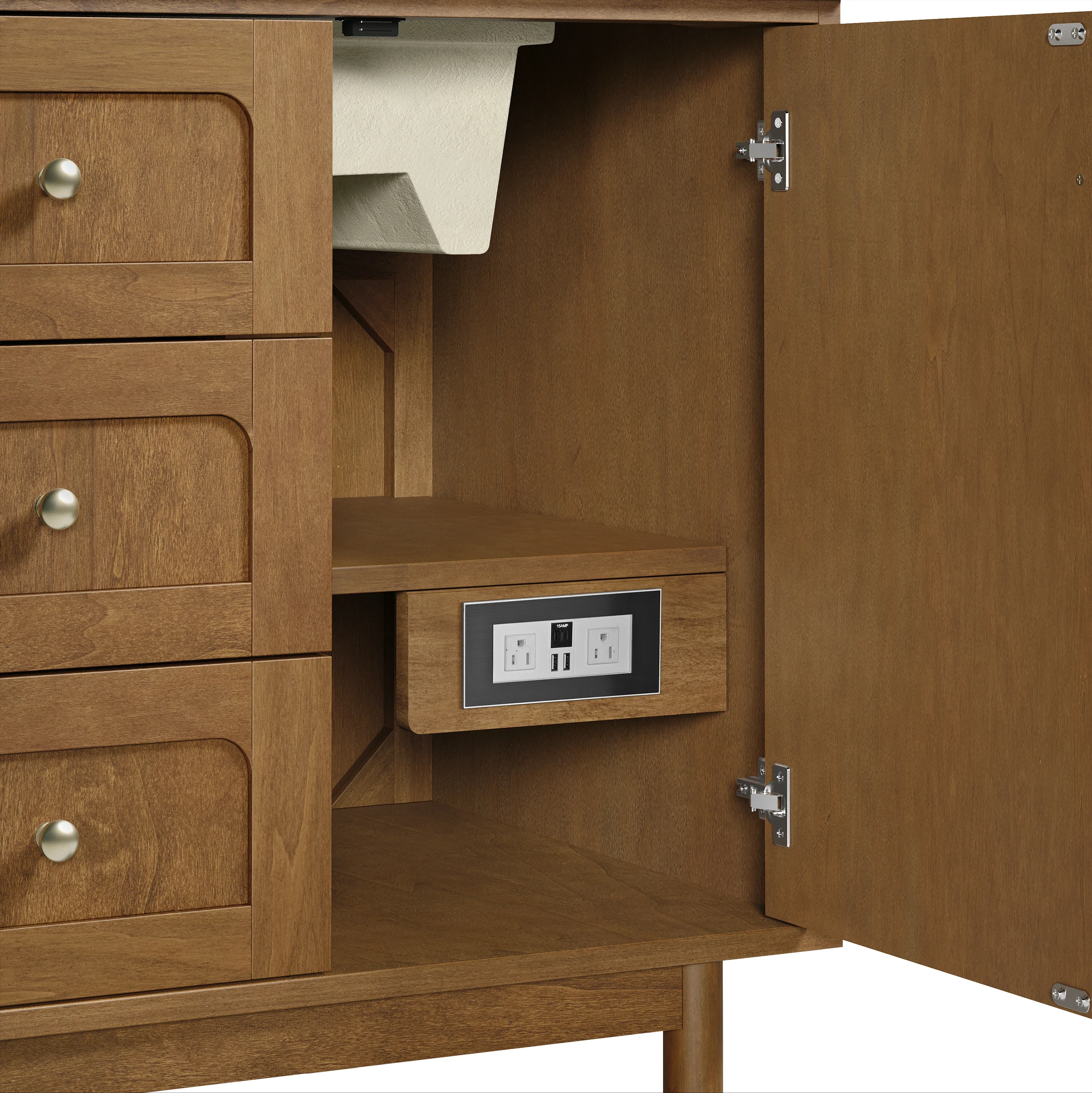 Laurent 60" Double Vanity, Honey Oak w/ 3 CM Carrara Marble Top