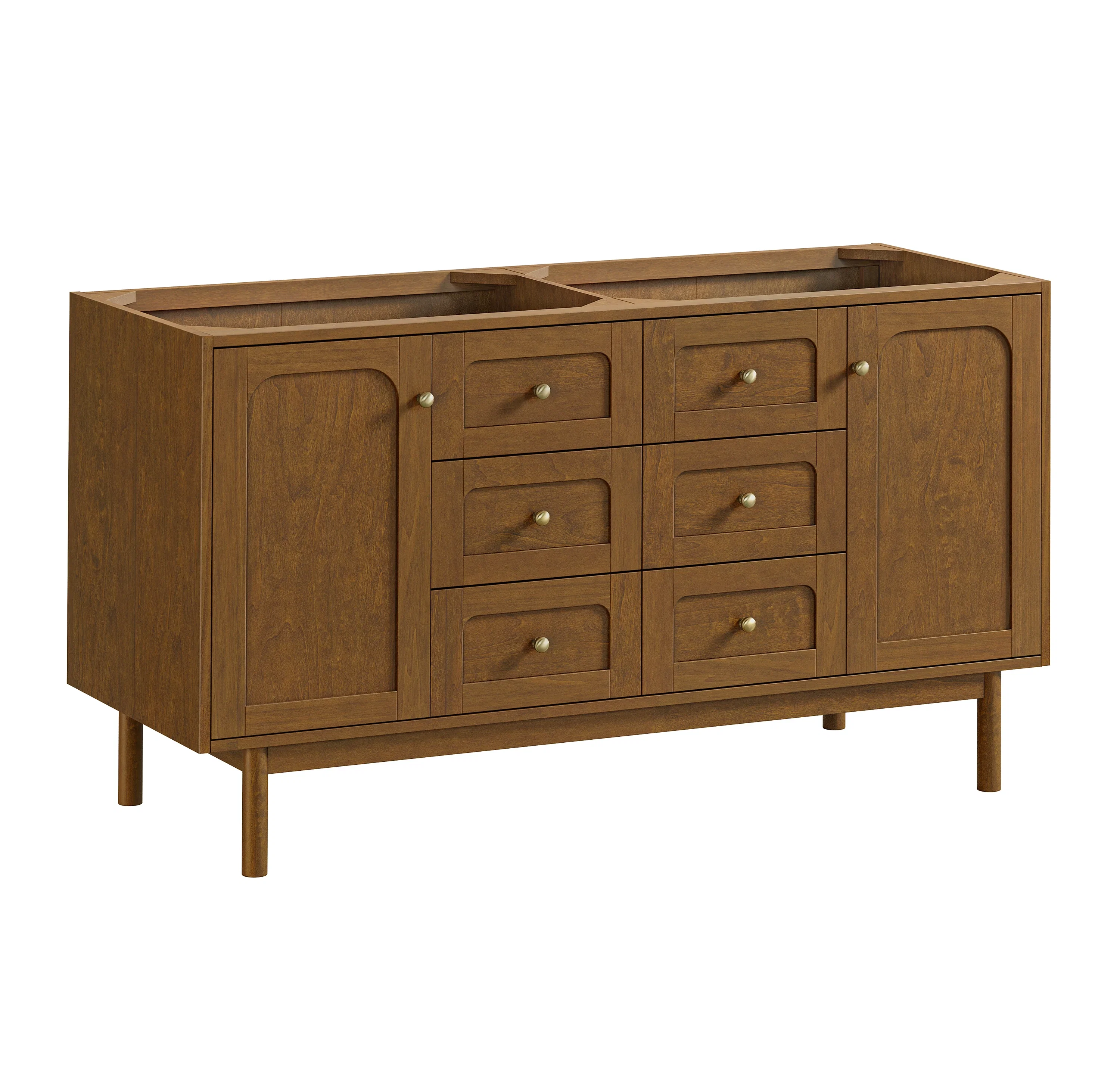 Laurent 60" Double Vanity, Honey Oak w/ 3 CM Carrara Marble Top