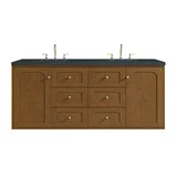 Laurent 60" Double Vanity, Honey Oak w/ 3 CM Charcoal Soapstone Silestone Top