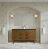 Laurent 60" Double Vanity, Honey Oak w/ 3 CM Charcoal Soapstone Silestone Top