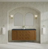 Laurent 60" Double Vanity, Honey Oak w/ 3 CM Charcoal Soapstone Silestone Top