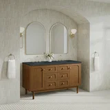 Laurent 60" Double Vanity, Honey Oak w/ 3 CM Charcoal Soapstone Silestone Top