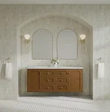 Laurent 60" Double Vanity, Honey Oak w/ 3 CM Ethereal Noctis Silestone Top