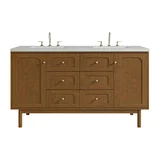 Laurent 60" Double Vanity, Honey Oak w/ 3 CM Lime Delight Silestone Top