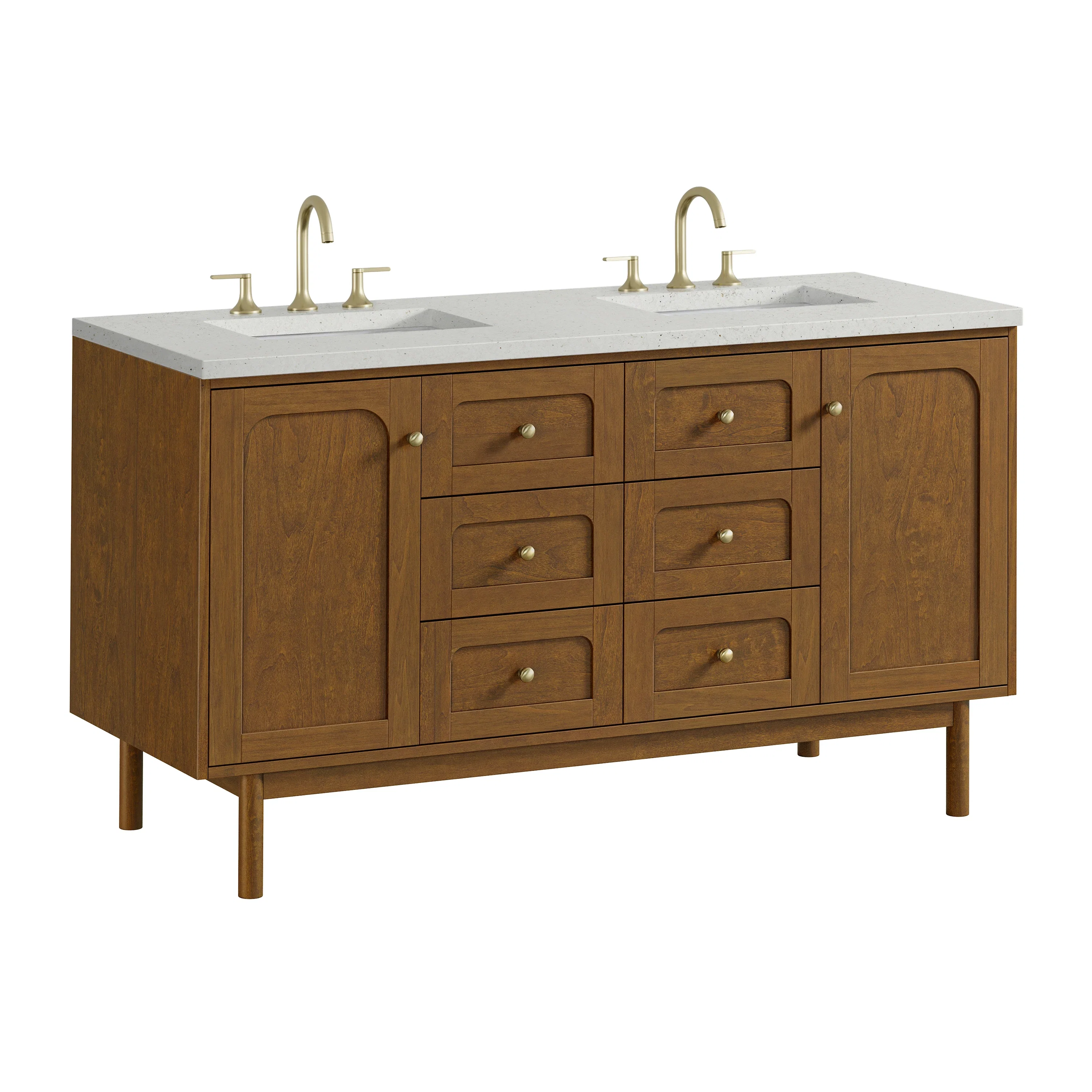 Laurent 60" Double Vanity, Honey Oak w/ 3 CM Lime Delight Silestone Top