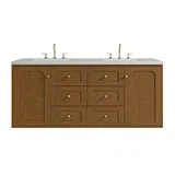 Laurent 60" Double Vanity, Honey Oak w/ 3 CM Lime Delight Silestone Top