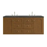 Laurent 60" Double Vanity, Honey Oak w/ 3 CM Parisien Bleu Silestone Top