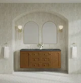 Laurent 60" Double Vanity, Honey Oak w/ 3 CM Parisien Bleu Silestone Top