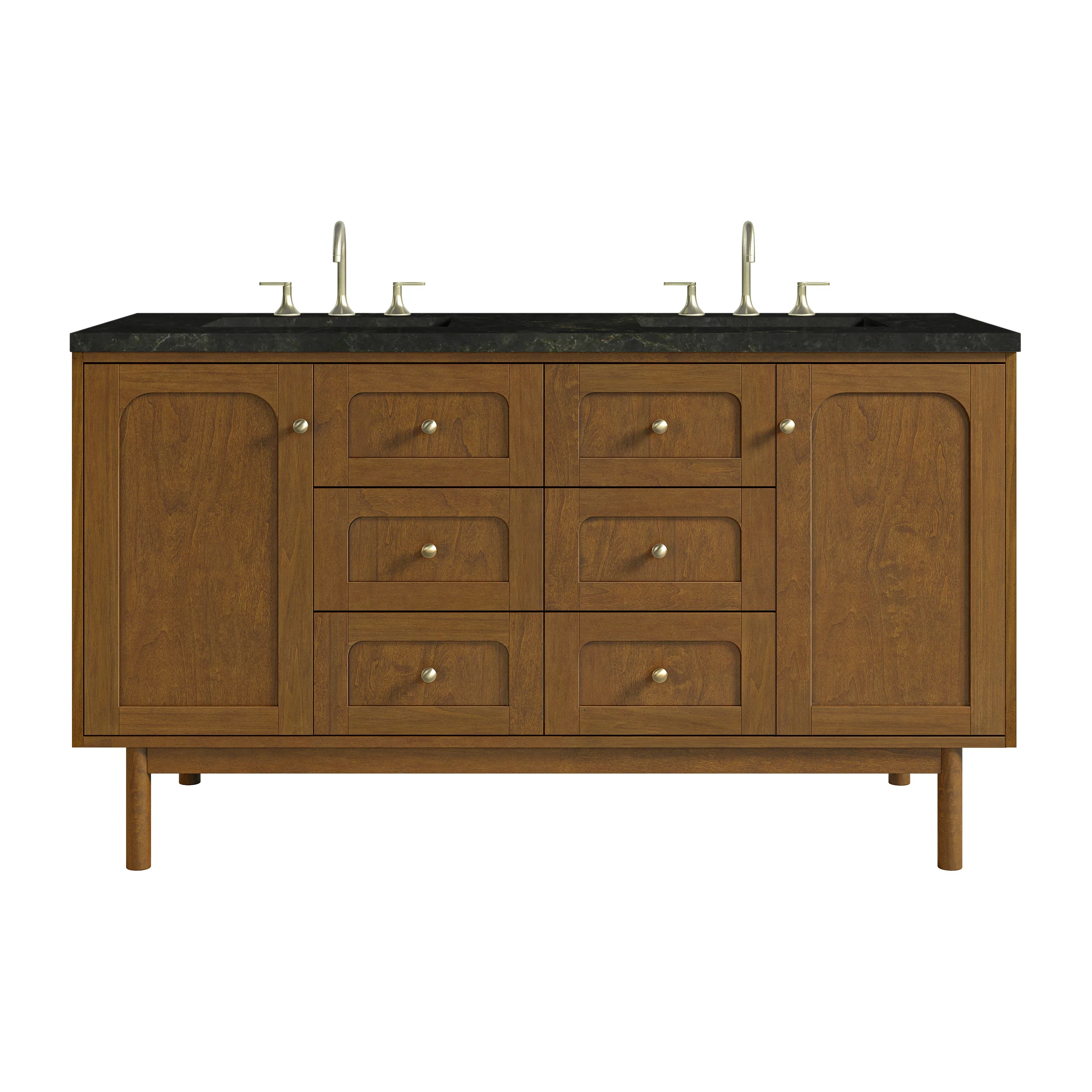 Laurent 60" Double Vanity, Honey Oak w/ 3 CM Phantome Eclos Top