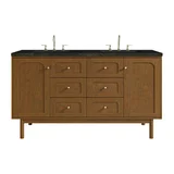 Laurent 60" Double Vanity, Honey Oak w/ 3 CM Phantome Eclos Top