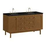 Laurent 60" Double Vanity, Honey Oak w/ 3 CM Phantome Eclos Top