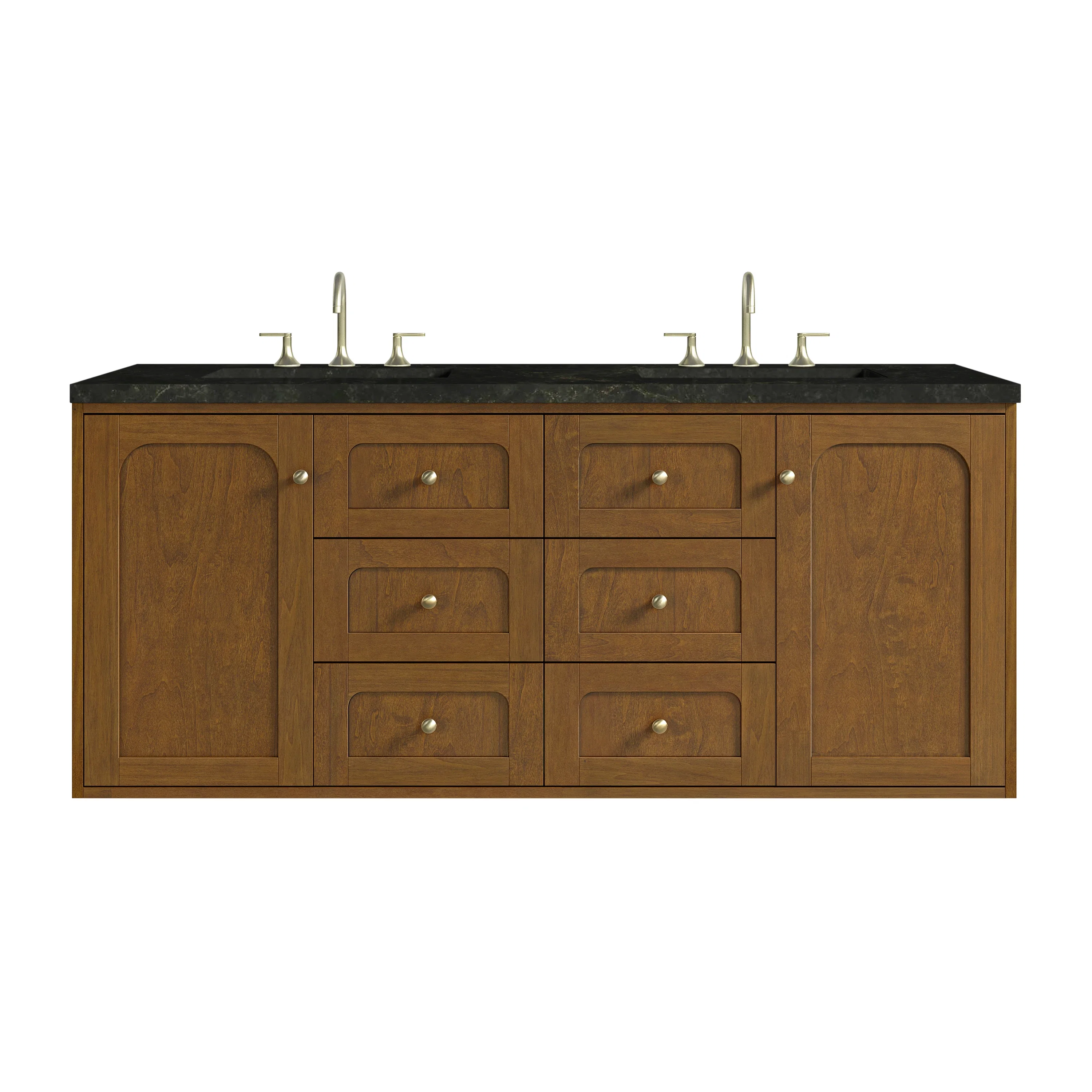 Laurent 60" Double Vanity, Honey Oak w/ 3 CM Phantome Eclos Top