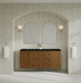 Laurent 60" Double Vanity, Honey Oak w/ 3 CM Phantome Eclos Top