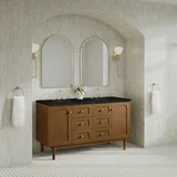 Laurent 60" Double Vanity, Honey Oak w/ 3 CM Phantome Eclos Top