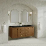 Laurent 60" Double Vanity, Honey Oak w/ 3 CM Phantome Eclos Top