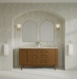 Laurent 60" Double Vanity, Honey Oak w/ 3 CM Tajnar Eclos Top