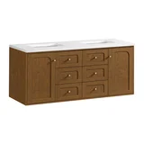 Laurent 60" Double Vanity, Honey Oak w/ 3 CM White Zeus Silestone Top