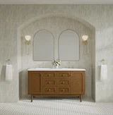 Laurent 60" Double Vanity, Honey Oak w/ 3 CM White Zeus Silestone Top