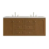 Laurent 60" Double Vanity, Honey Oak w/ 3 CM Siberian Silestone Top w/FreePower Wireless Charger