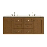 Laurent 60" Double Vanity, Honey Oak w/ 3 CM Tajnar Eclos Top w/FreePower Wireless Charger