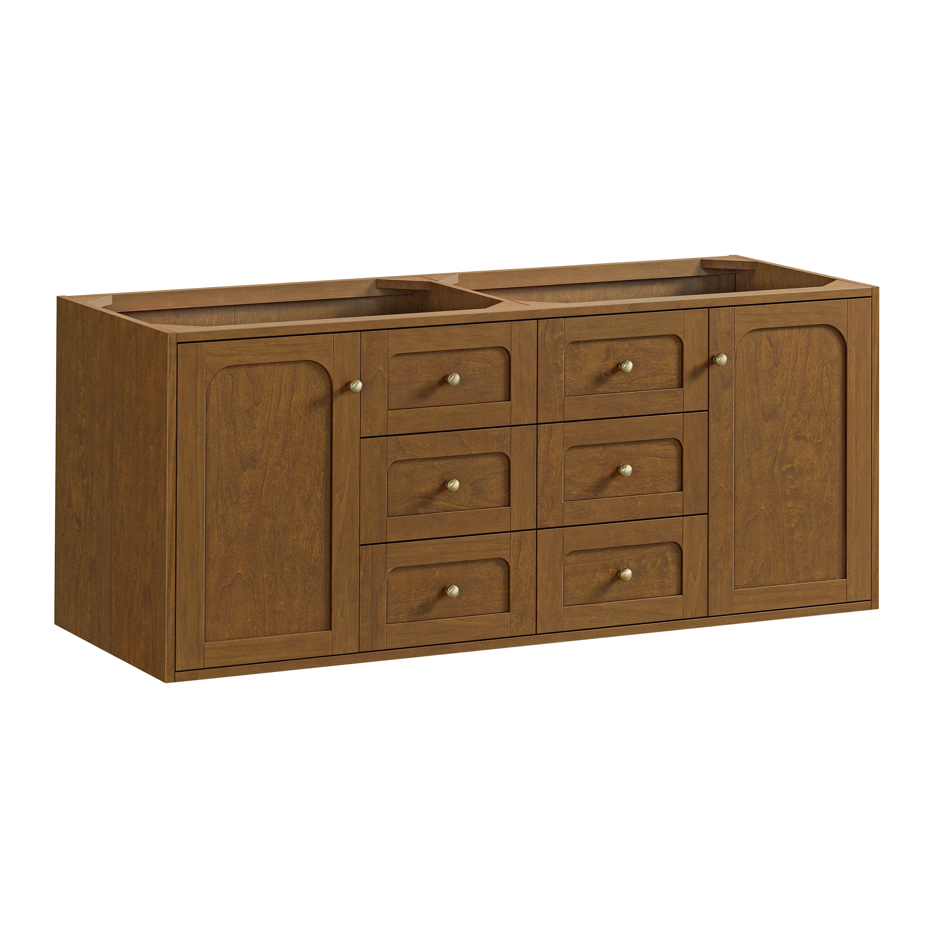 Laurent 60" Double Vanity Cabinet, Honey Oak