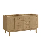 Laurent 60" Double Vanity, Light Natural Oak, w/ 3 CM Carrara Marble Top