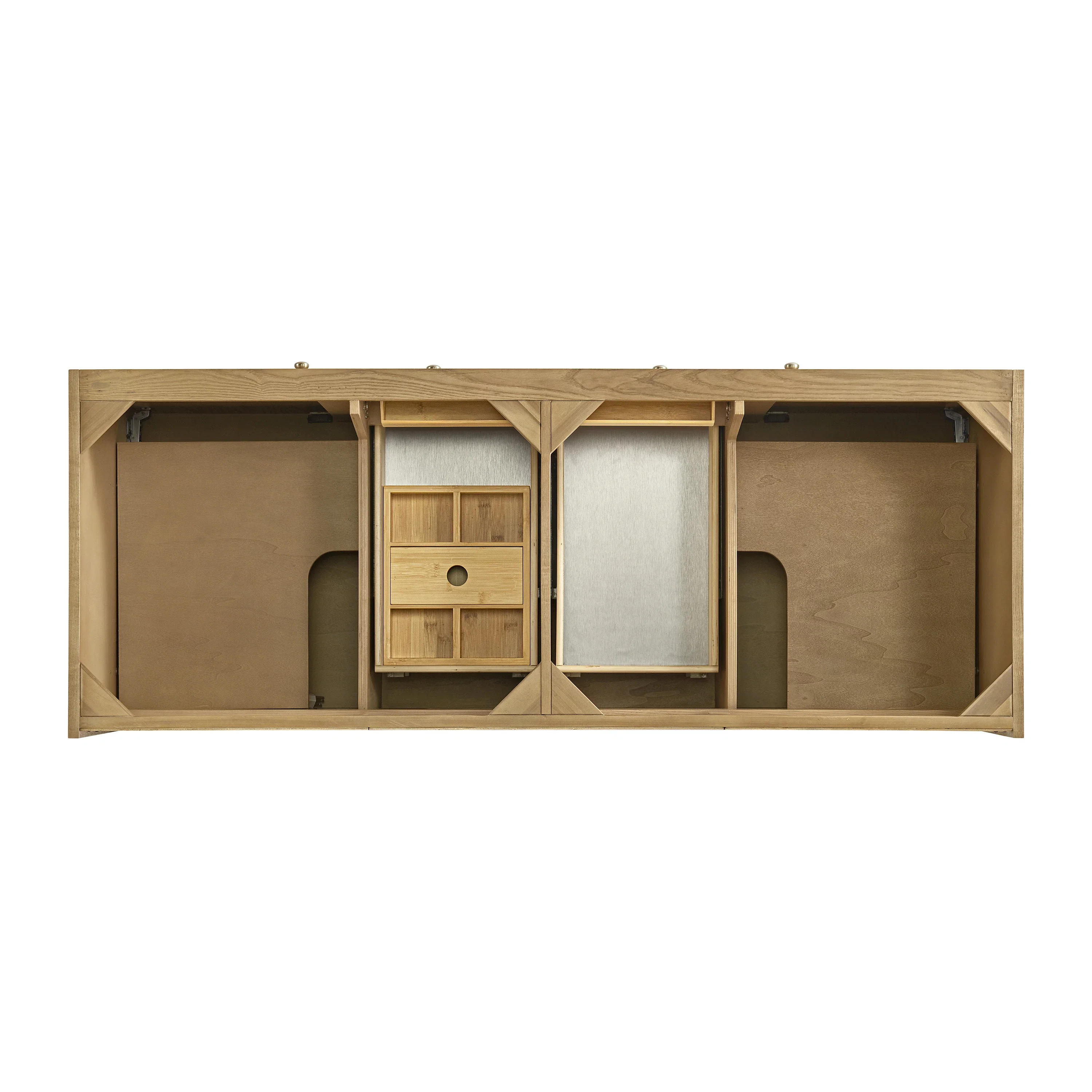Laurent 60" Double Vanity, Light Natural Oak, w/ 3 CM Charcoal Soapstone Quartz Top