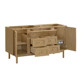 Laurent 60" Double Vanity, Light Natural Oak, w/ 3 CM Charcoal Soapstone Quartz Top