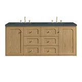 Laurent 60" Double Vanity, Light Natural Oak, w/ 3 CM Charcoal Soapstone Quartz Top