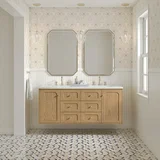 Laurent 60" Double Vanity, Light Natural Oak, w/ 3 CM Ethereal Noctis Quartz Top