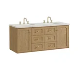 Laurent 60" Double Vanity, Light Natural Oak, w/ 3 CM Lime Delight Quartz Top