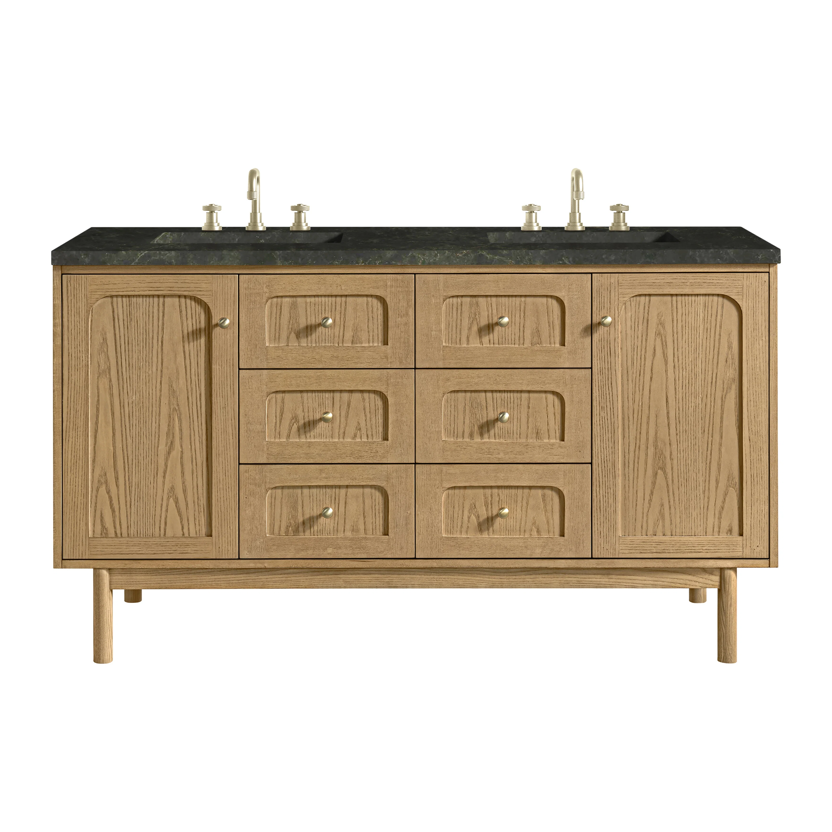 Laurent 60" Double Vanity, Light Natural Oak, w/ 3 CM Phantome Eclos Top