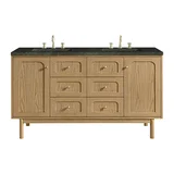 Laurent 60" Double Vanity, Light Natural Oak, w/ 3 CM Phantome Eclos Top