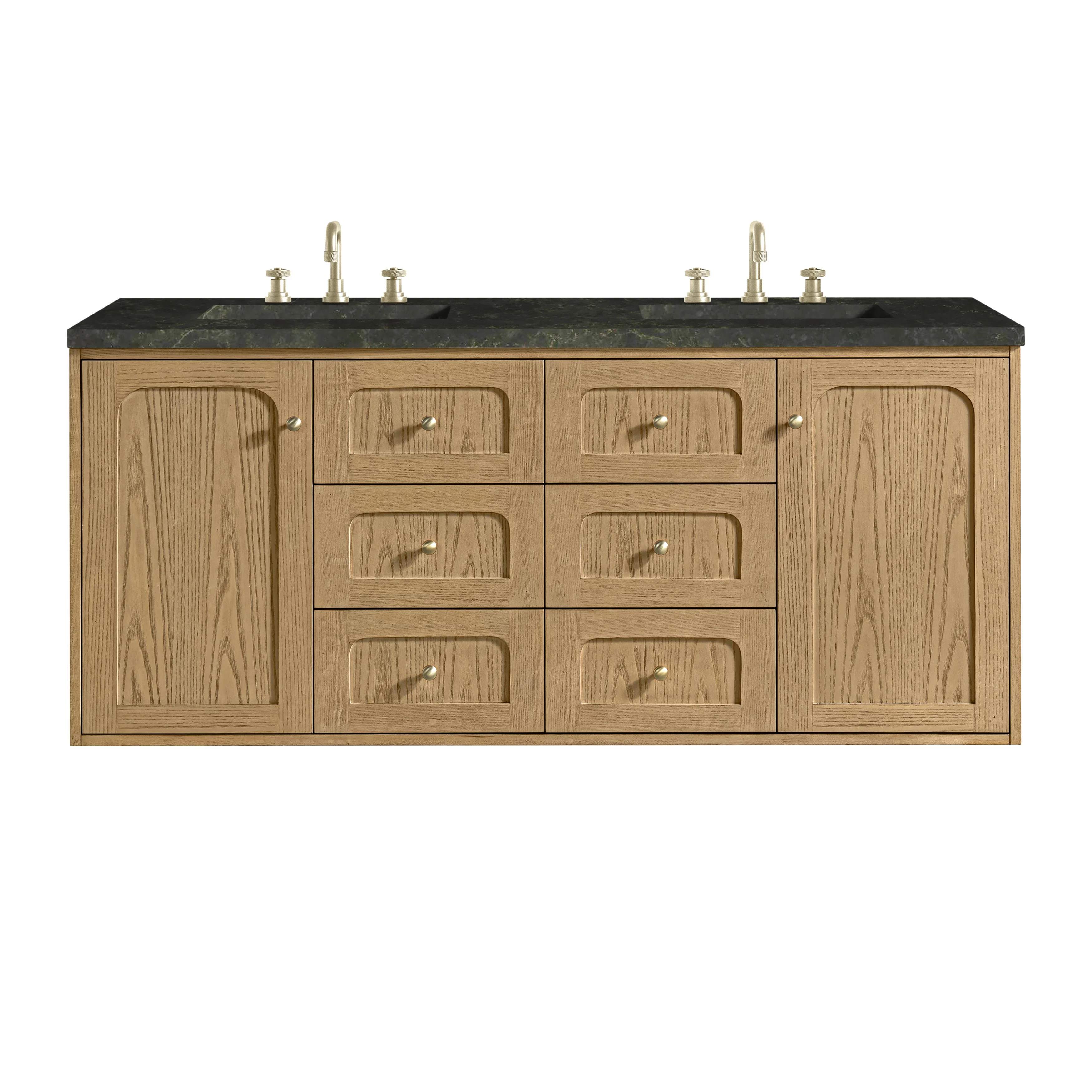 Laurent 60" Double Vanity, Light Natural Oak, w/ 3 CM Phantome Eclos Top
