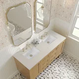 Laurent 60" Double Vanity, Light Natural Oak, w/ 3 CM Siberian Silestone Top