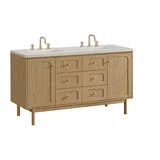 Laurent 60" Double Vanity, Light Natural Oak, w/ 3 CM Siberian Silestone Top