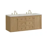 Laurent 60" Double Vanity, Light Natural Oak, w/ 3 CM Siberian Silestone Top