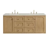Laurent 60" Double Vanity, Light Natural Oak, w/ 3 CM Siberian Silestone Top