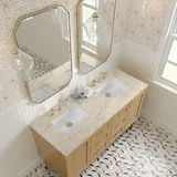 Laurent 60" Double Vanity, Light Natural Oak, w/ 3 CM Tajnar Eclos Top