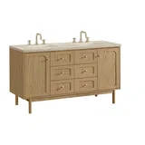 Laurent 60" Double Vanity, Light Natural Oak, w/ 3 CM Tajnar Eclos Top