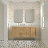 Laurent 60" Double Vanity, Light Natural Oak, w/ 3 CM Tajnar Eclos Top