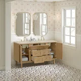 Laurent 60" Double Vanity, Light Natural Oak, w/ 3 CM Tajnar Eclos Top
