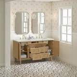 Laurent 60" Double Vanity, Light Natural Oak, w/ 3 CM Victorian Silver Quartz Top