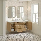 Laurent 60" Double Vanity, Light Natural Oak, w/ 3 CM Victorian Silver Quartz Top