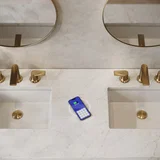 Laurent 60" Double Vanity, Light Natural Oak, w/ 3 CM Eternal Jasmine Pearl Quartz Top w/FreePower Wireless Charger