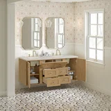 Laurent 60" Double Vanity, Light Natural Oak, w/ 3 CM Siberian Silestone Top w/FreePower Wireless Charger