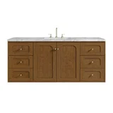 Laurent 60" Single Vanity, Honey Oak w/ 3 CM Carrara Marble Top