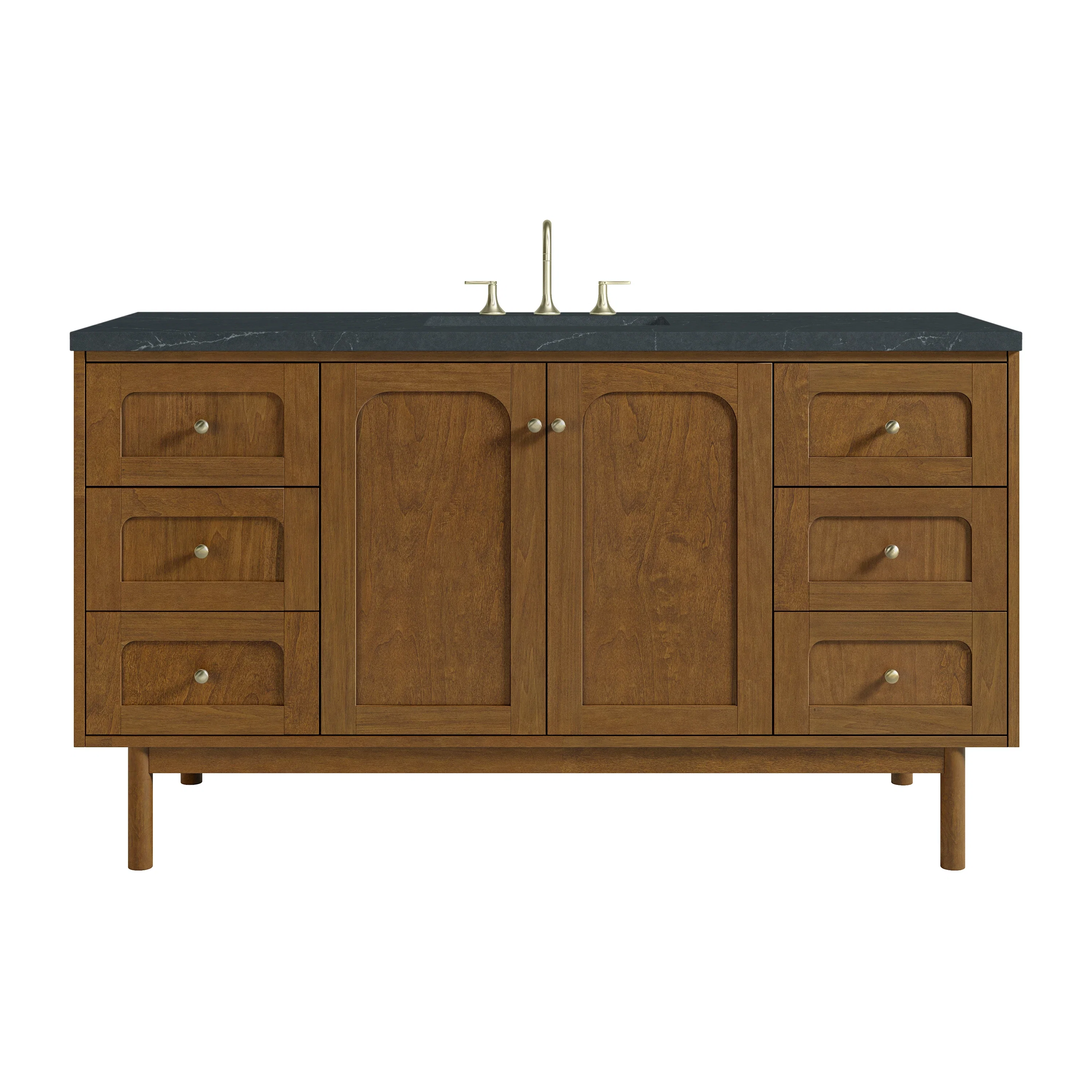 Laurent 60" Single Vanity, Honey Oak w/ 3 CM Charcoal Soapstone Silestone Top