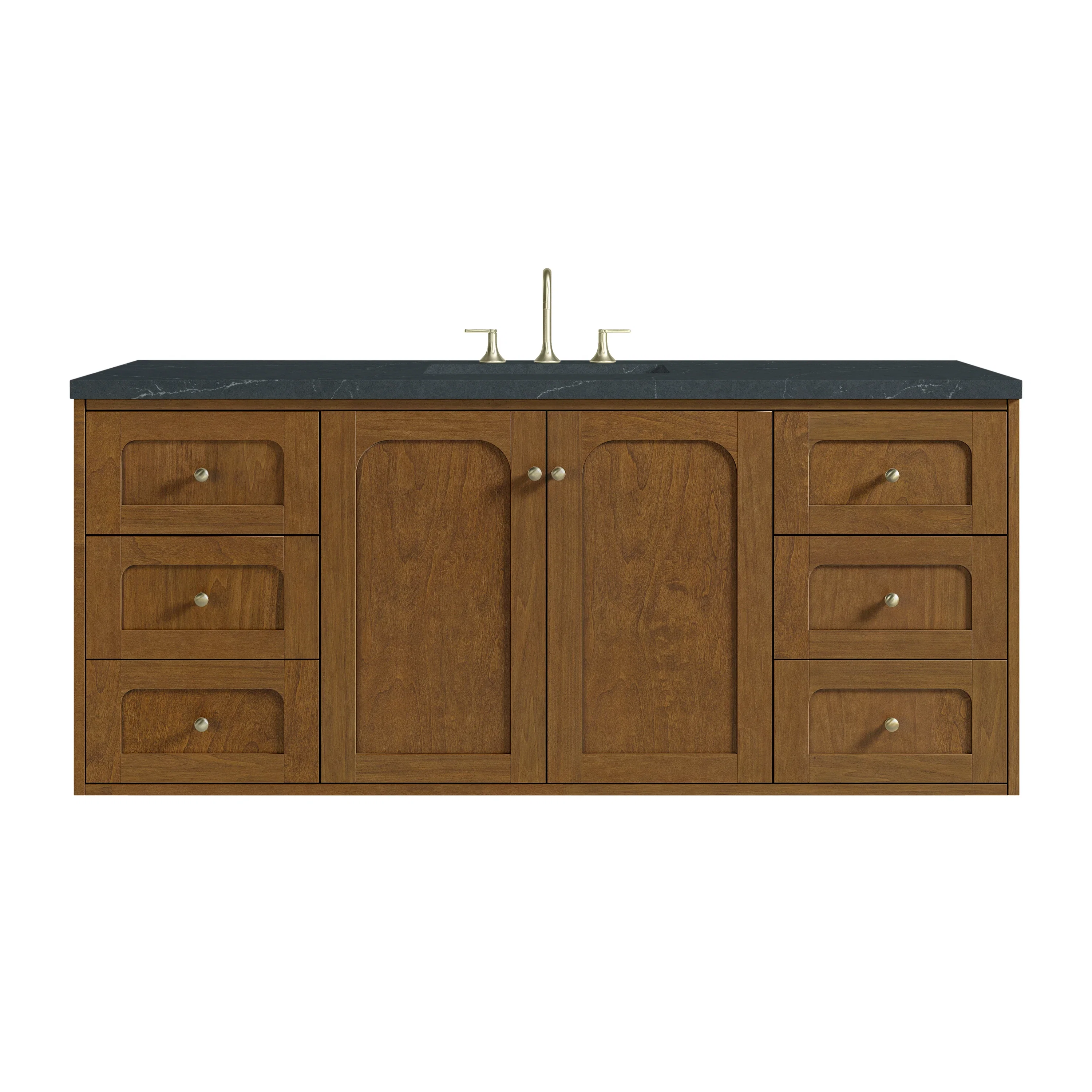 Laurent 60" Single Vanity, Honey Oak w/ 3 CM Charcoal Soapstone Silestone Top